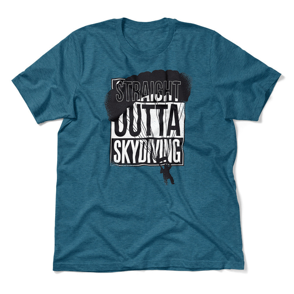 Straight Outta Skydiving Men/Unisex T-Shirt in Heather Deep Teal color