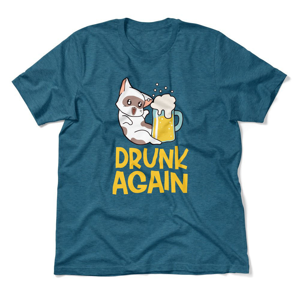 Drunk Again Men/Unisex T-Shirt in Heather Deep Teal color