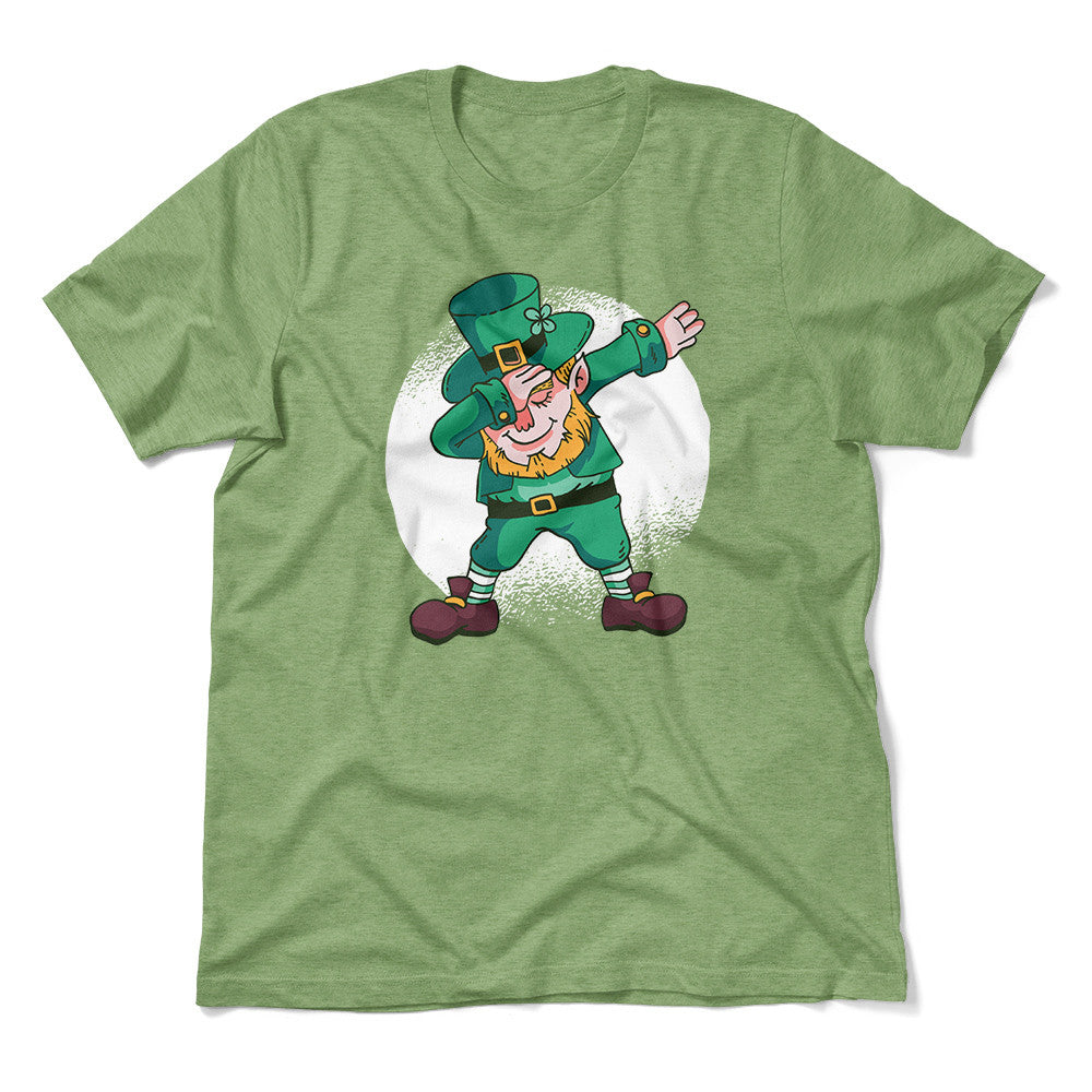 Leprechaun Dabbing Men/Unisex T-Shirt in Heather Green color