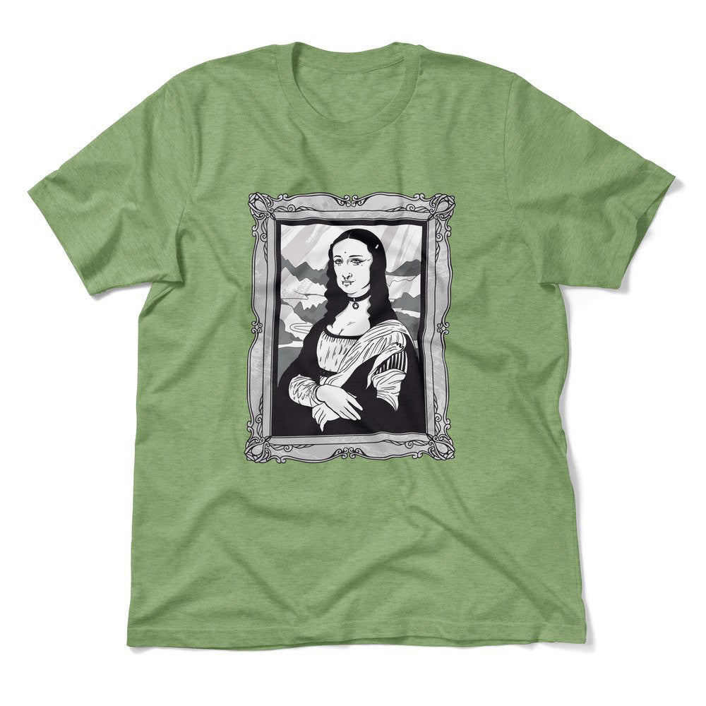 Gothic Monalisa Men/Unisex T-Shirt in Heather Green color