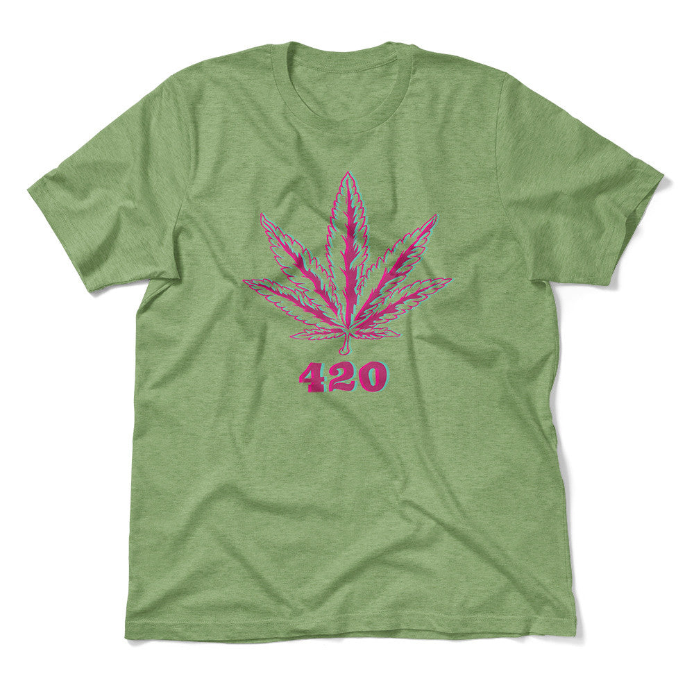 420 Hemp Leaf Men/Unisex T-Shirt in Heather Green color