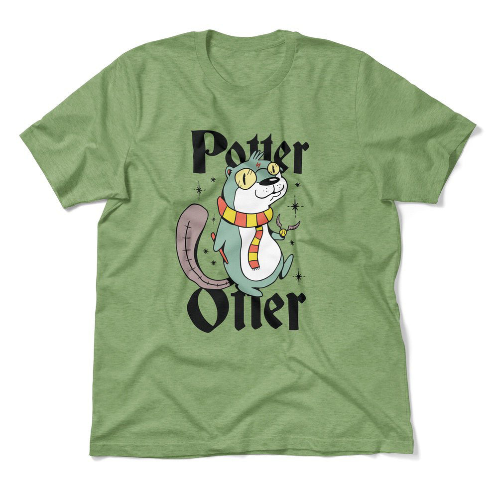 Potter Otter Men/Unisex T-Shirt in Heather Green color