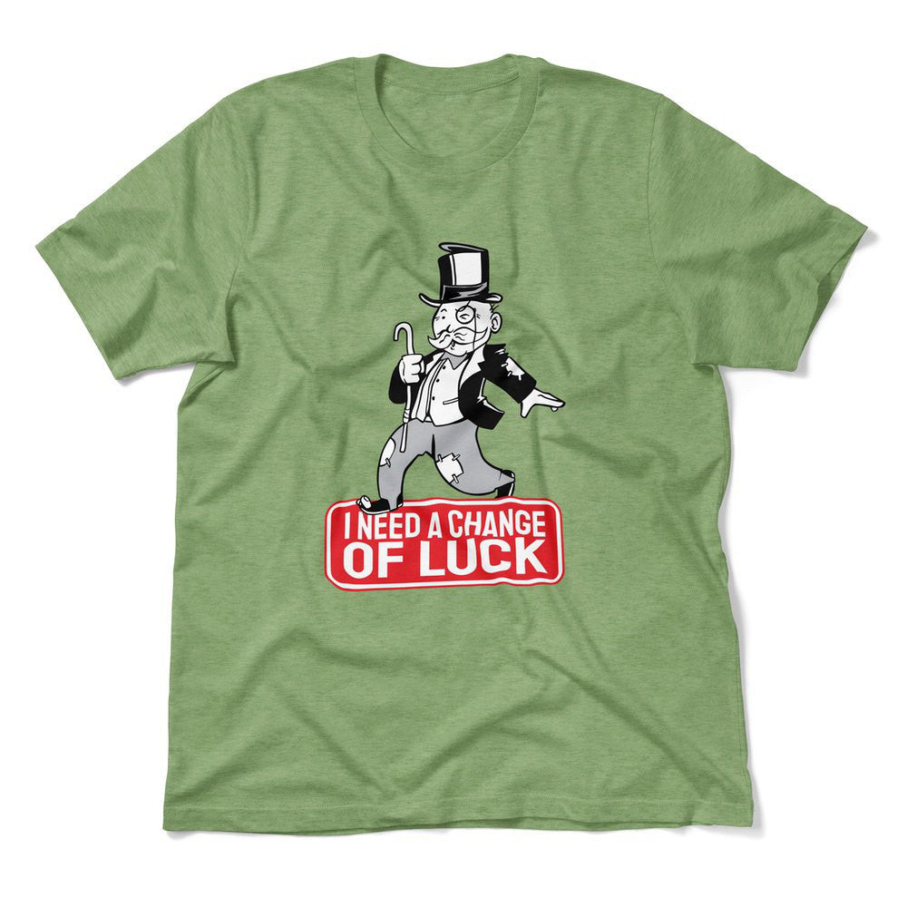 Change Luck Monopoly Parody Men/Unisex T-Shirt in Heather Green color
