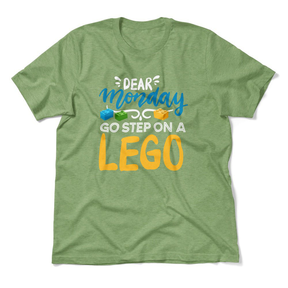 Dear Monday, Go Step On A Lego Men/Unisex T-Shirt in Heather Green color