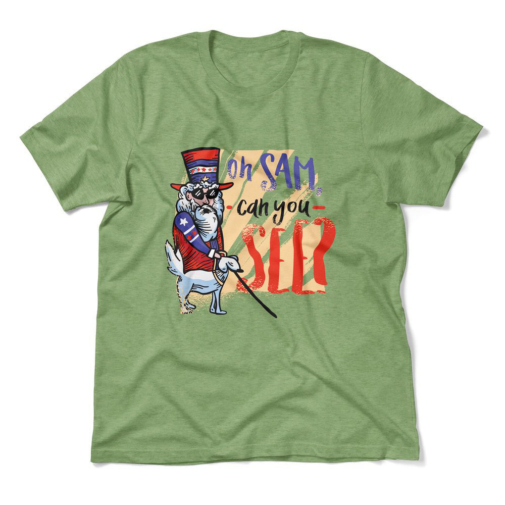Oh Sam Can You See Men/Unisex T-Shirt in Heather Green color