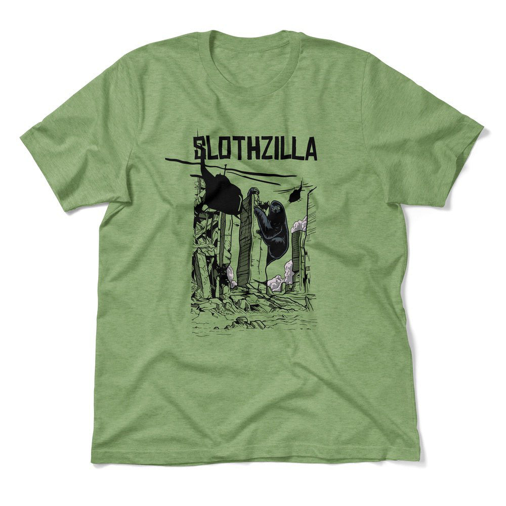 Slothzilla Men/Unisex T-Shirt in Heather Green color