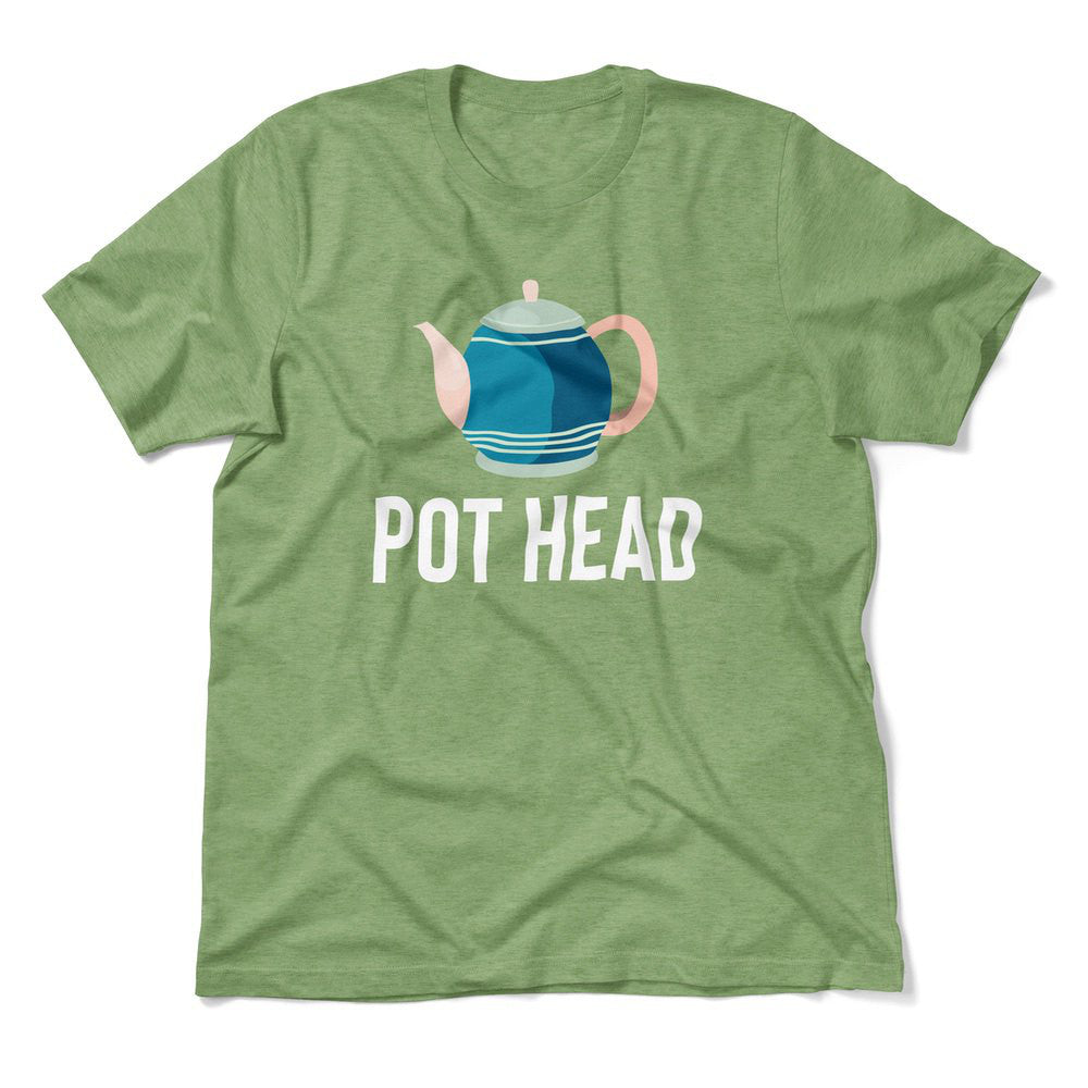 Pot Head Men/Unisex T-Shirt in Heather Green color