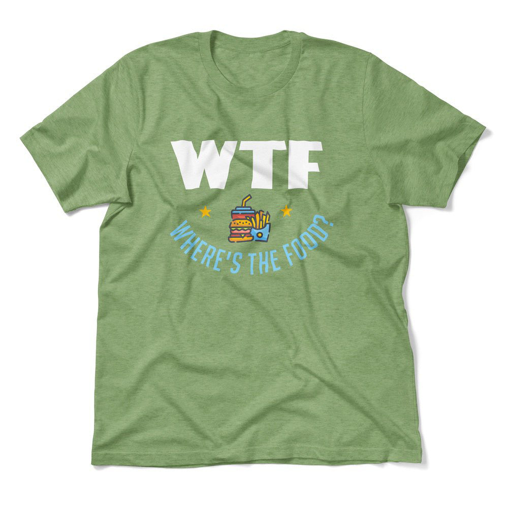 WTF - Where's The Food Men/Unisex T-Shirt in Heather Green color