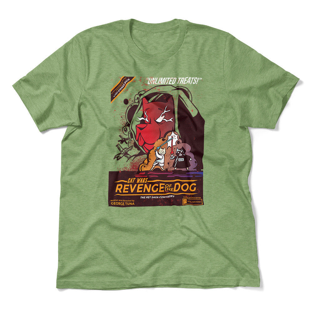 Cat Wars - Revenge Of The Dog Men/Unisex T-Shirt in Heather Green color