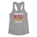 I'm Great In Bed, I Can Sleep For Days Womens Racerback Tank in Heather Grey color