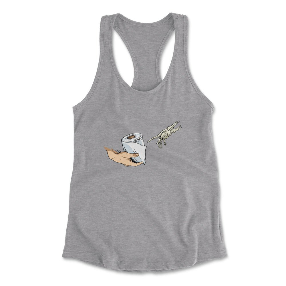Creation Of Adam - Toilet Paper Womens Racerback Tank in Heather Grey color