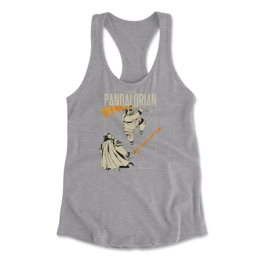 The Pandalorian Womens Racerback Tank in Heather Grey color