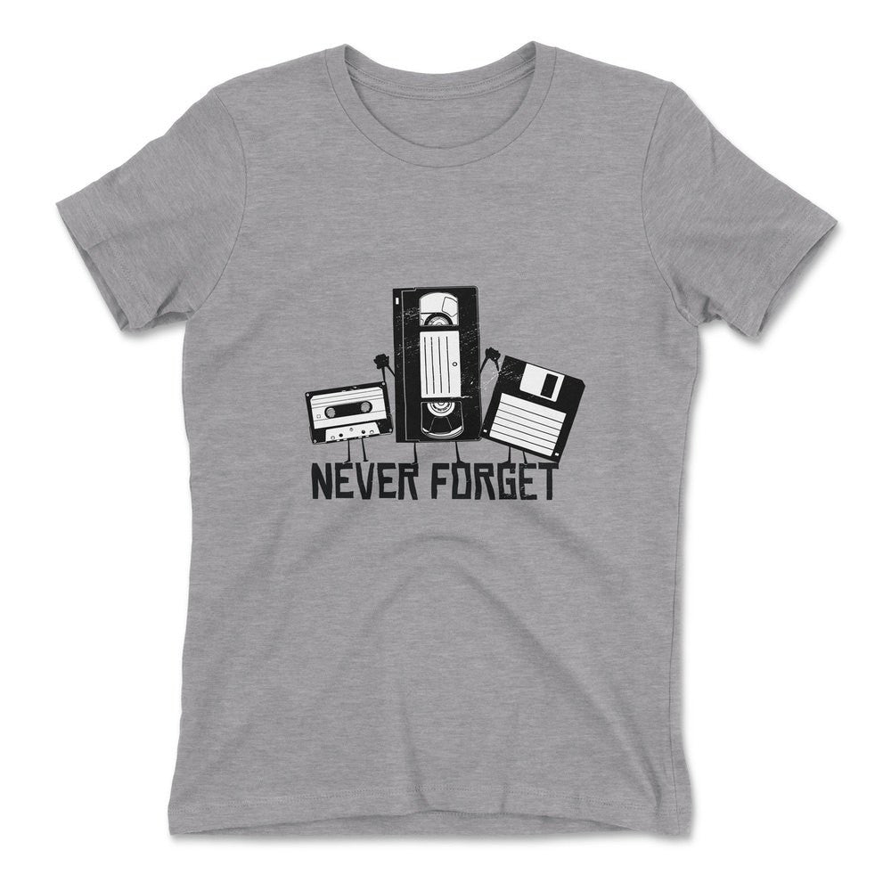 Never Forget The Old Stuff Womens T-Shirt in Heather Grey color