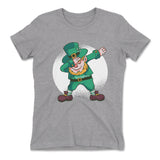 Leprechaun Dabbing Womens T-Shirt in Heather Grey color