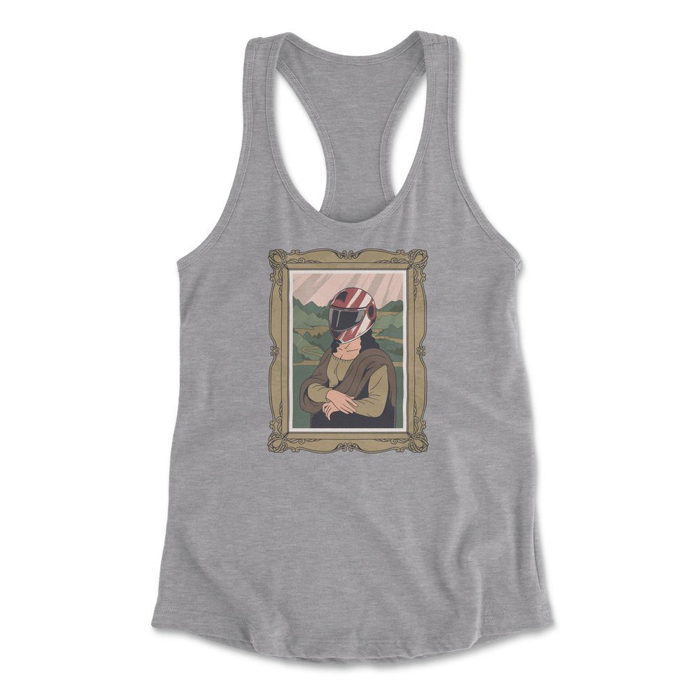 Monalisa Helmet Womens Racerback Tank in Heather Grey color