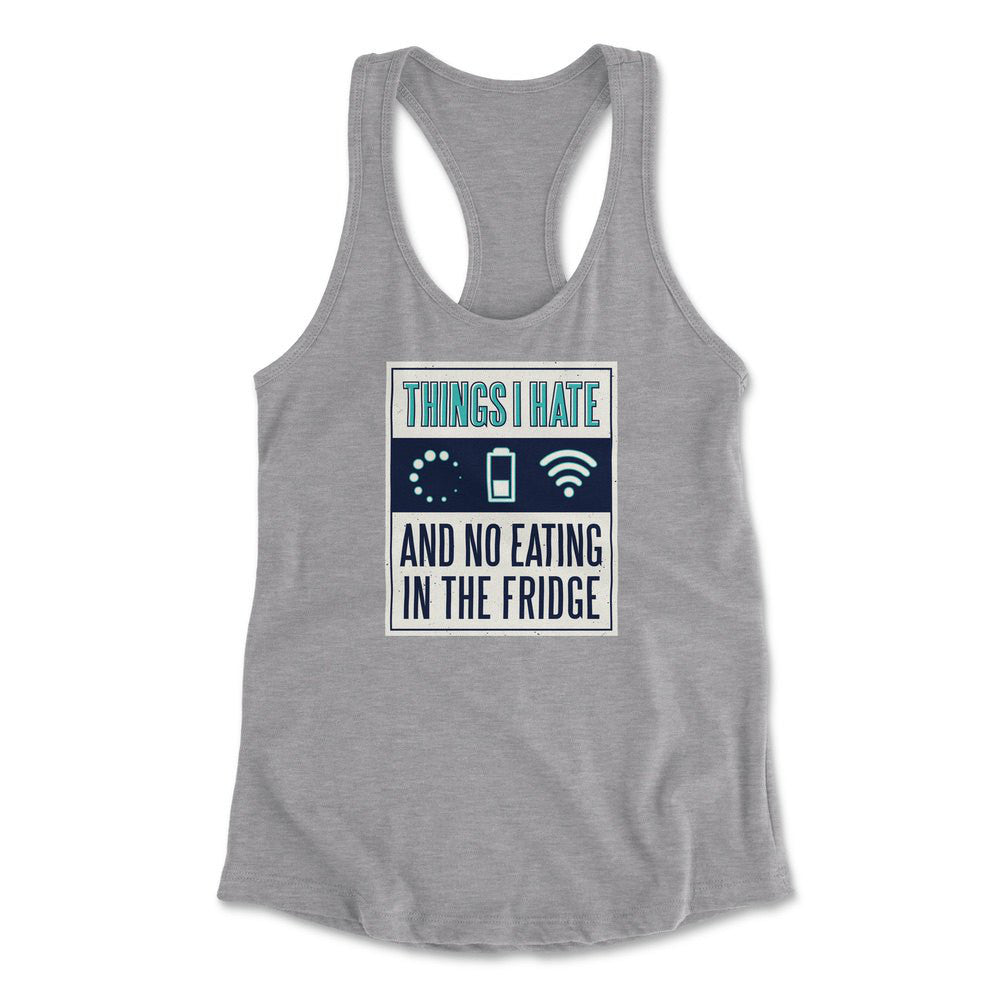 Things I Hate Womens Racerback Tank in Heather Grey color