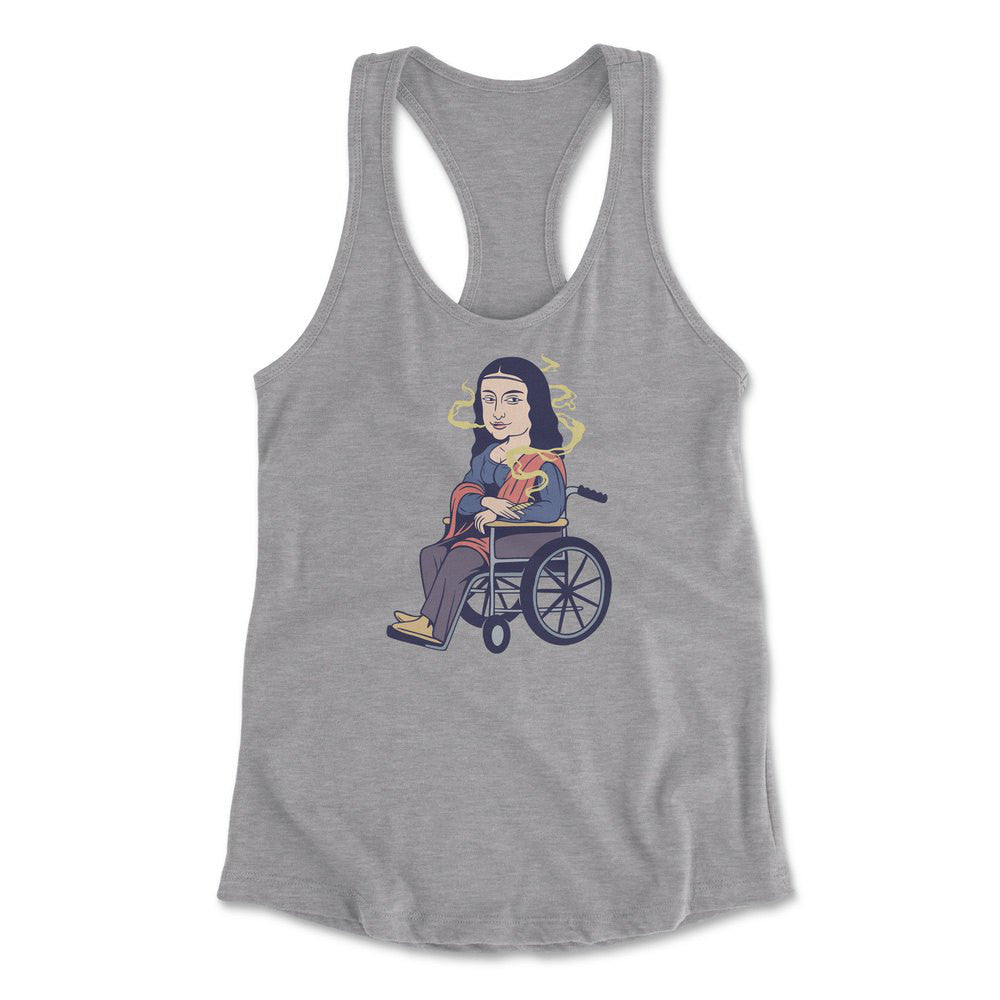 Monalisa Smoking Womens Racerback Tank in Heather Grey color