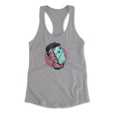 Phone Face Hugger Womens Racerback Tank in Heather Grey color