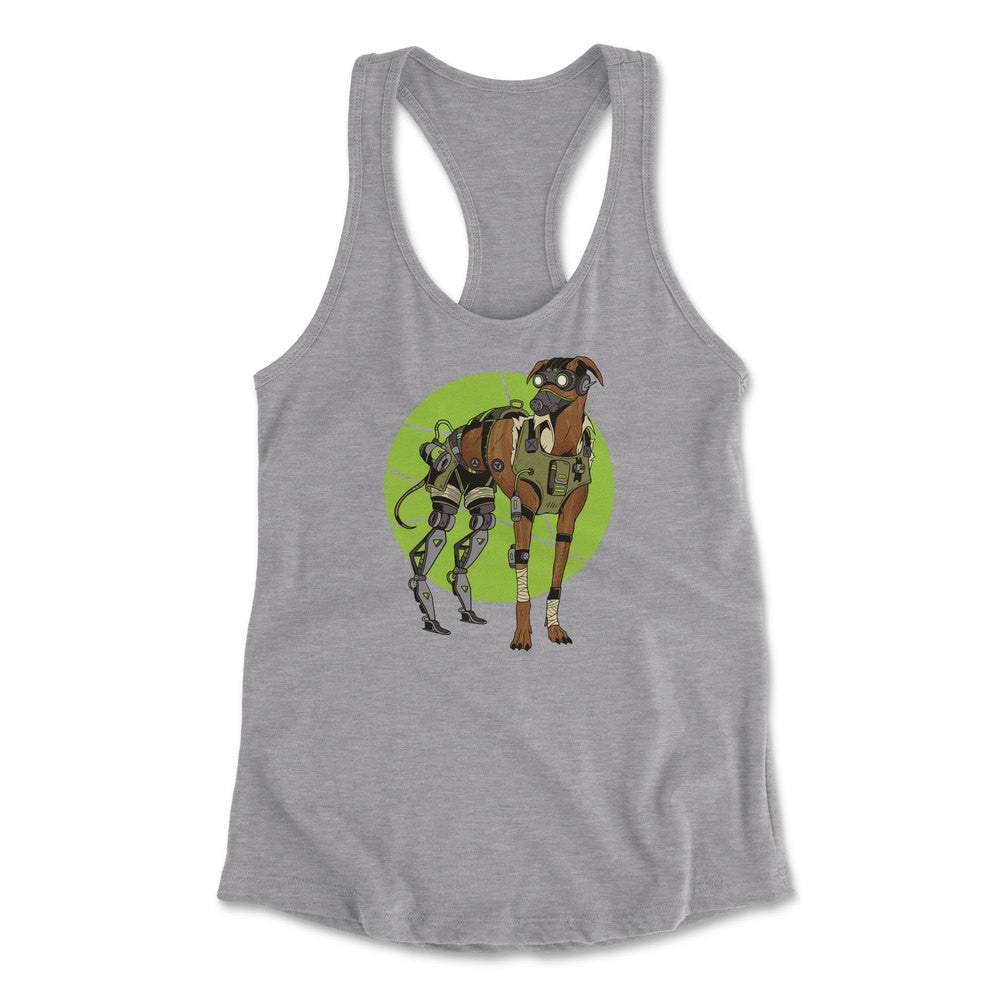 Cyber Greyhound Dog Womens Racerback Tank in Heather Grey color
