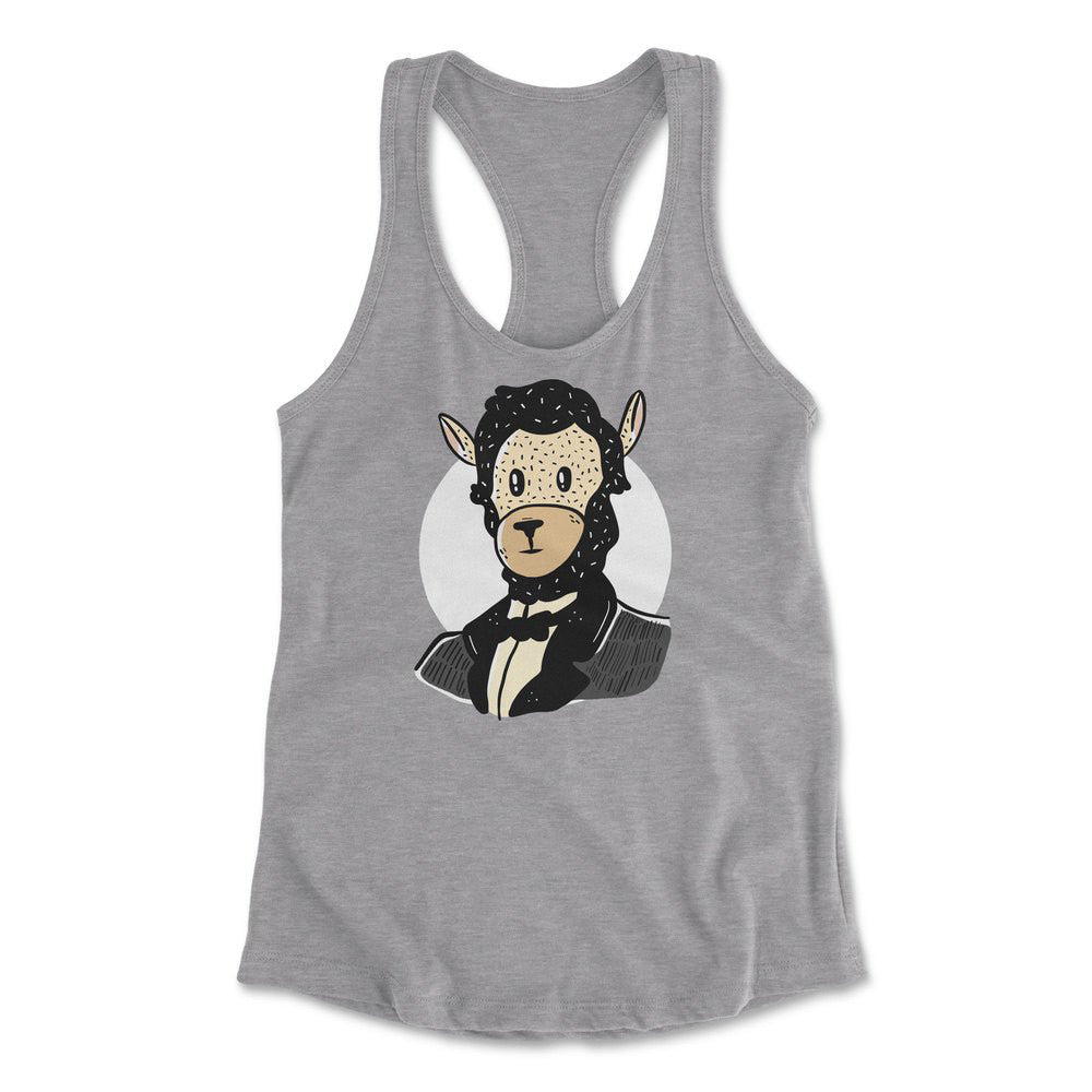 Lincoln Llama Womens Racerback Tank in Heather Grey color