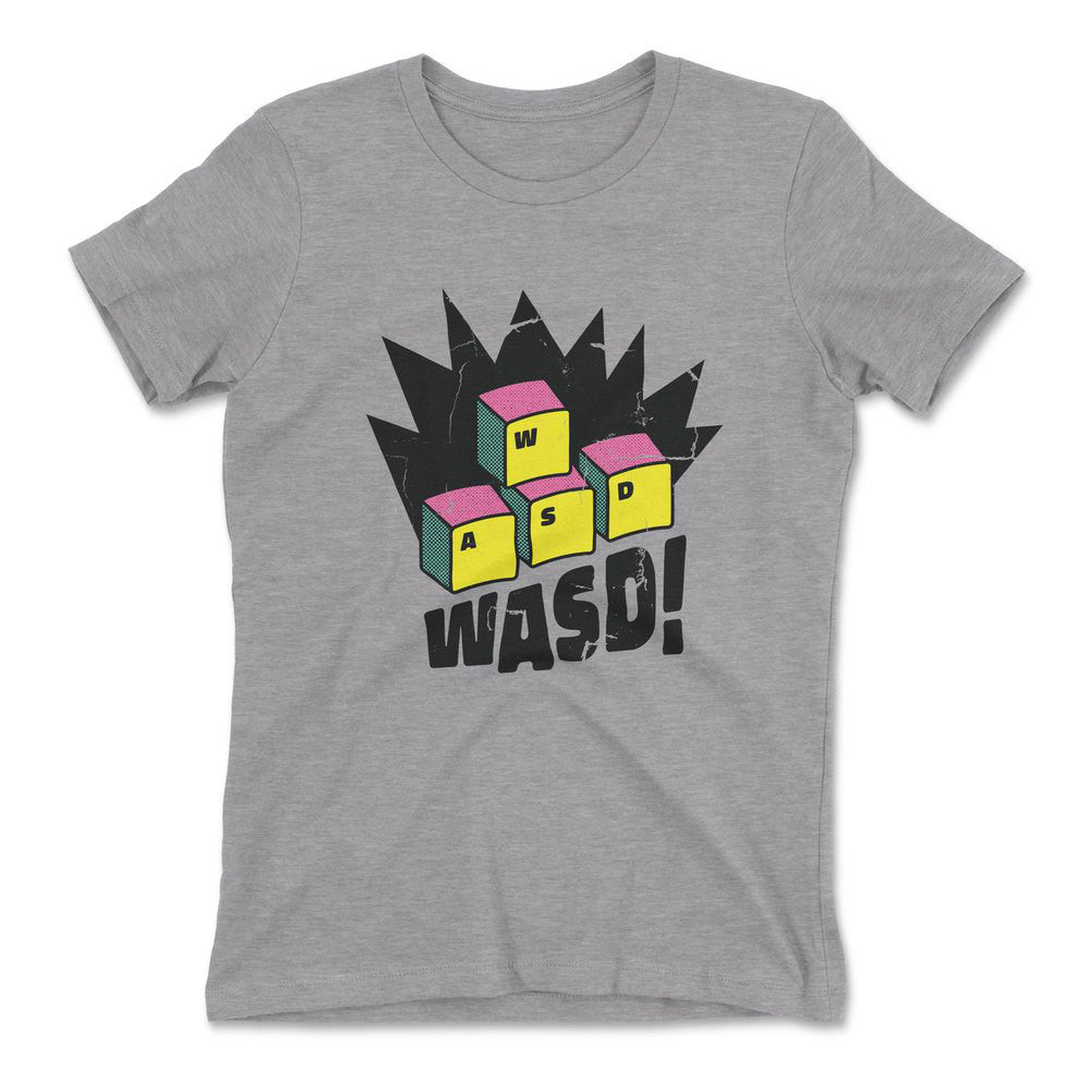 WASD Keyboard For Gamers Womens T-Shirt in Heather Grey color