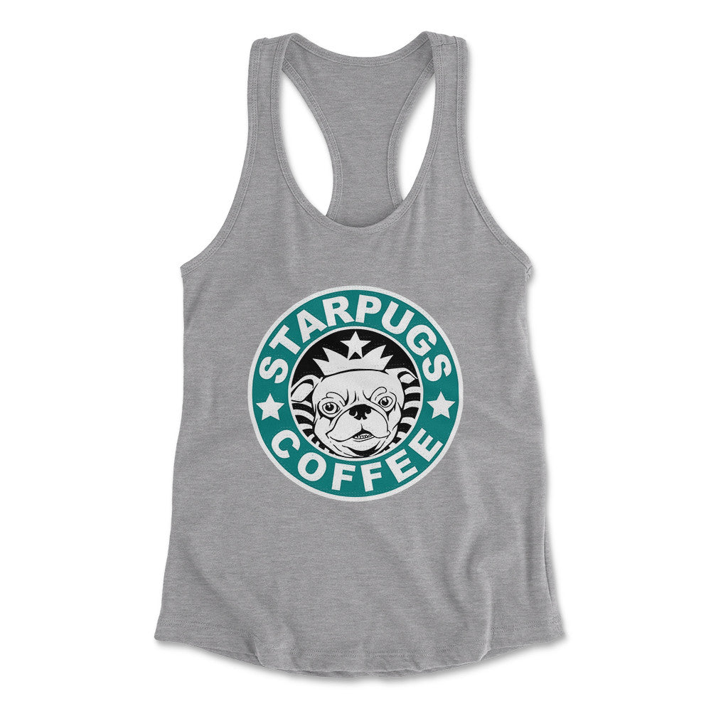 Starpugs Coffee Womens Racerback Tank in Heather Grey color