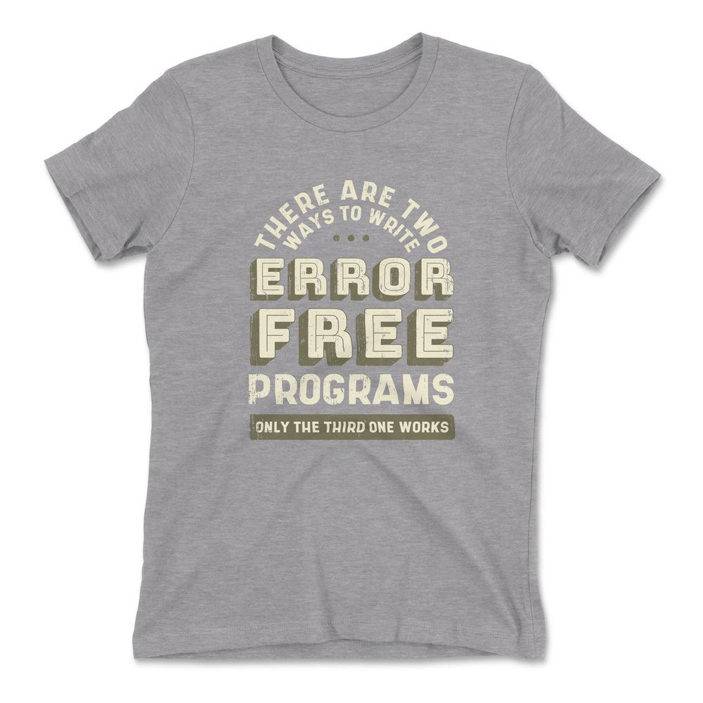 How Many Ways To Write Error Free Programs Womens T-Shirt in Heather Grey color