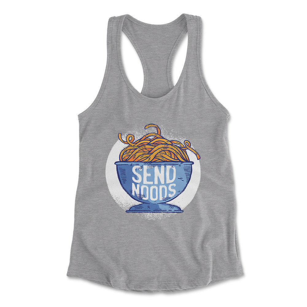 Send Noods Womens Racerback Tank in Heather Grey color