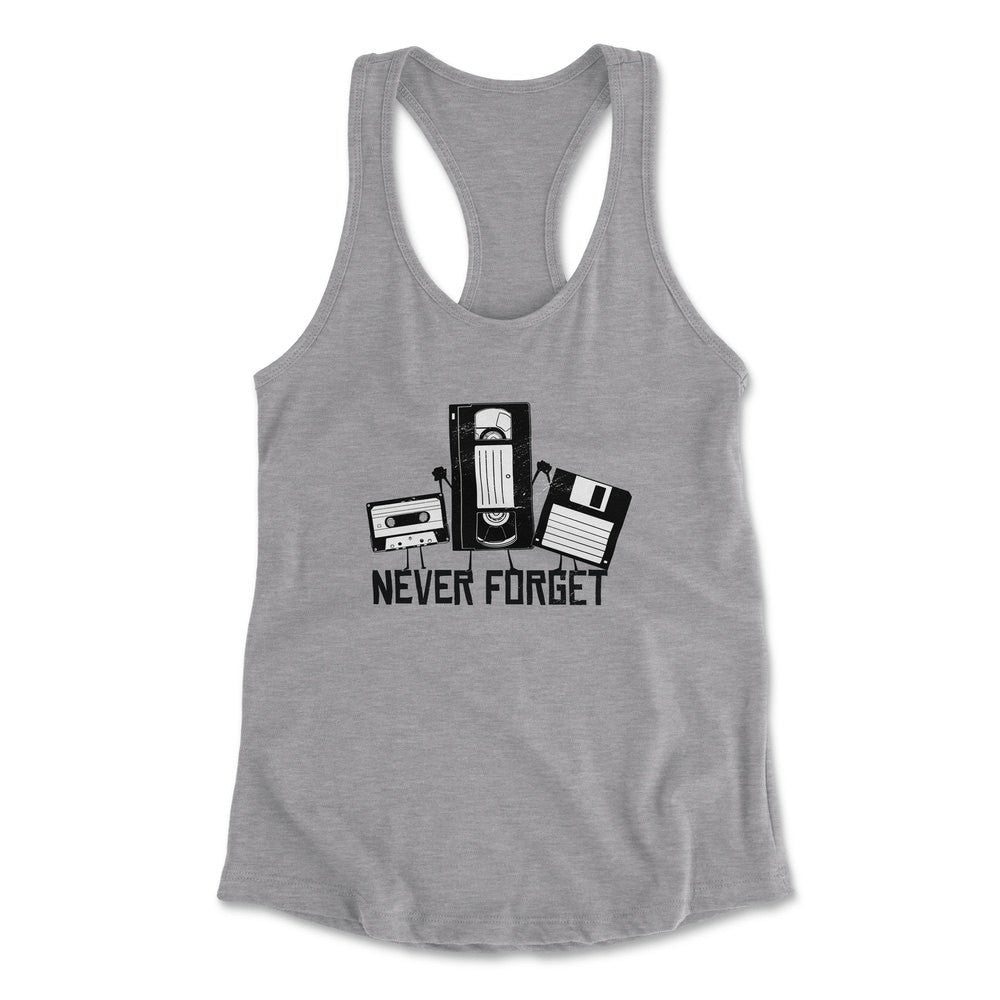 Never Forget The Old Stuff Womens Racerback Tank in Heather Grey color