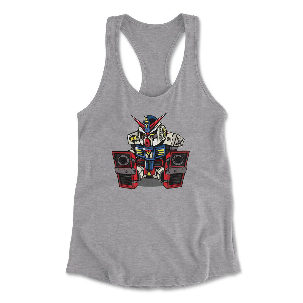 Sleepy Robot Womens Racerback Tank in Heather Grey color