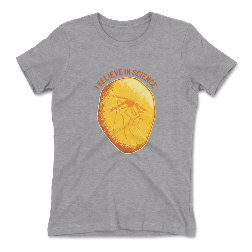 I Believe In Science Womens T-Shirt in Heather Grey color