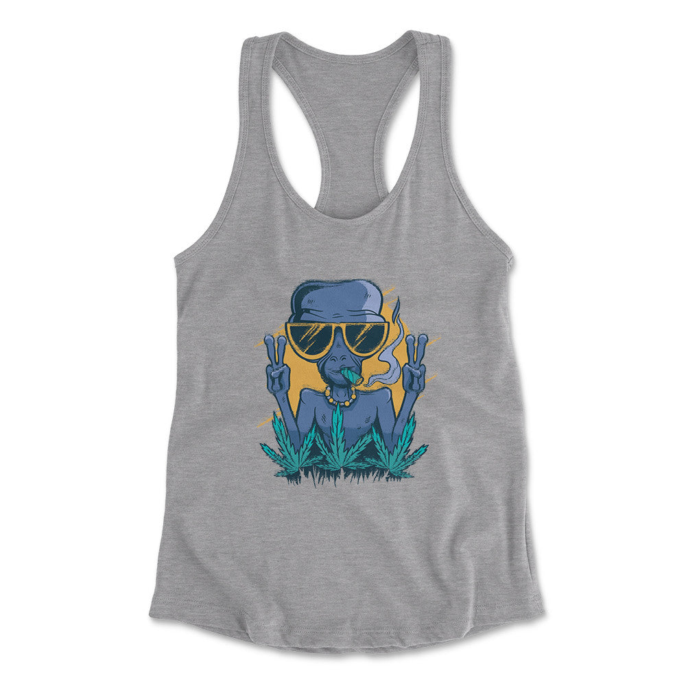 Alien Joint Womens Racerback Tank in Heather Grey color