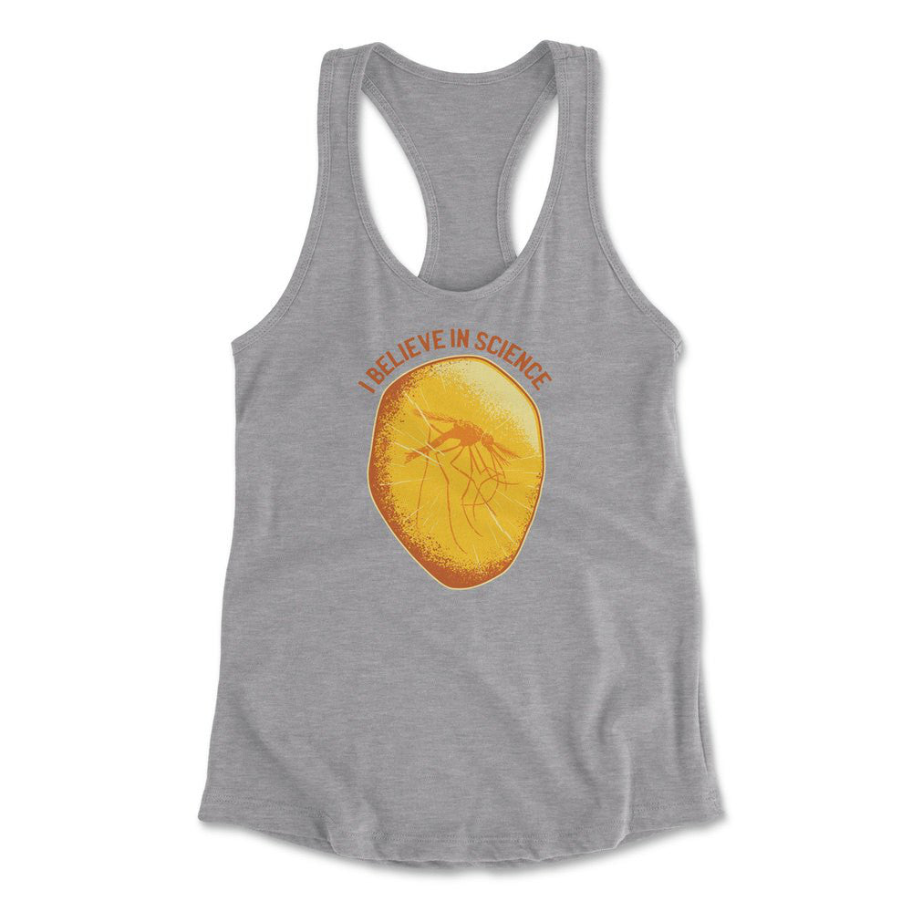 I Believe In Science Womens Racerback Tank in Heather Grey color