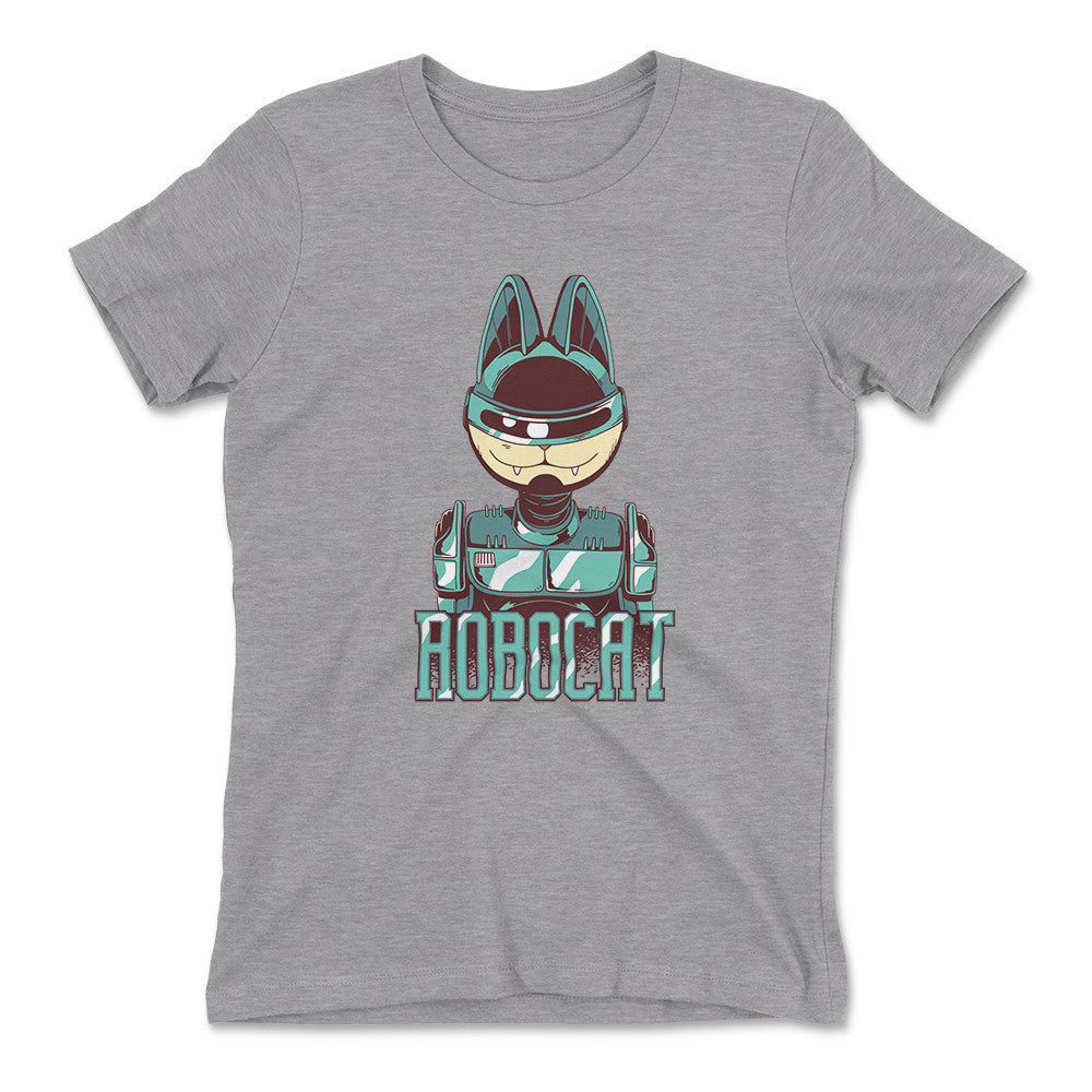 Robocat Womens T-Shirt in Heather Grey color
