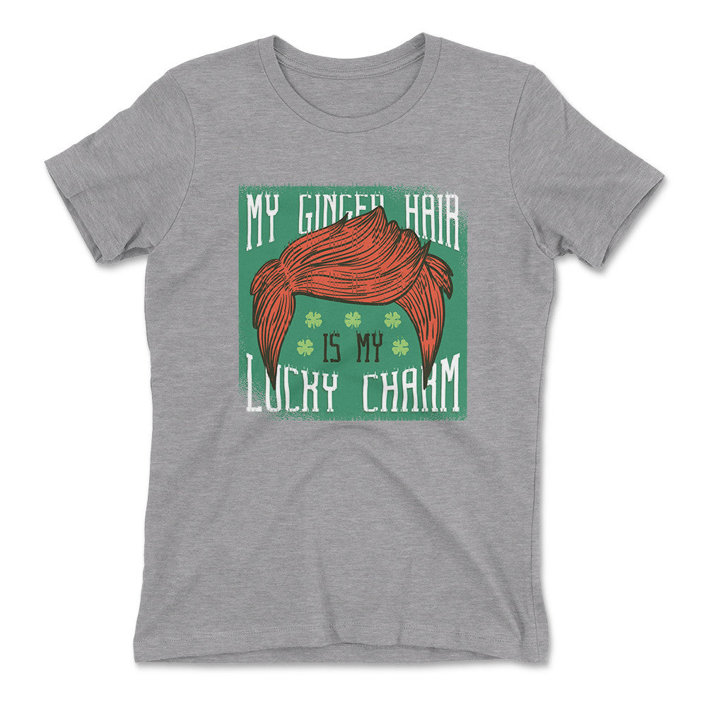 My Ginger Hair Is My Lucky Charm Womens T-Shirt in Heather Grey color