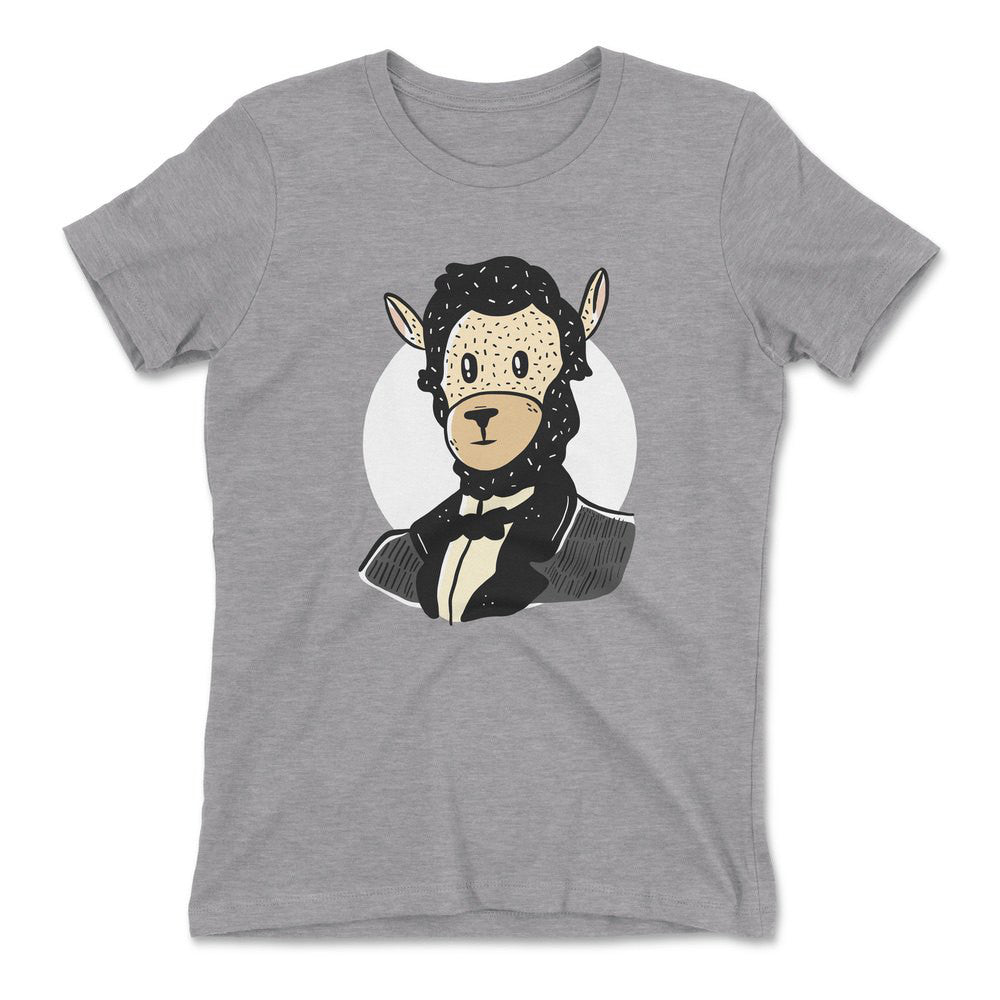 Lincoln Llama Womens T-Shirt in Heather Grey color