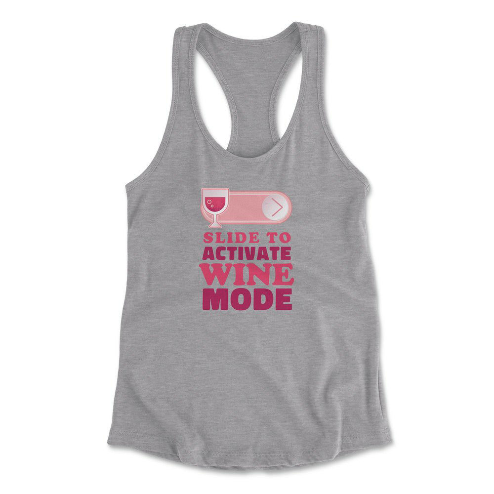 Swipe Right For Wine Mode Womens Racerback Tank in Heather Grey color