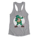 Leprechaun Dabbing Womens Racerback Tank in Heather Grey color