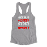 Shortest Horror Story - Monday Womens Racerback Tank in Heather Grey color