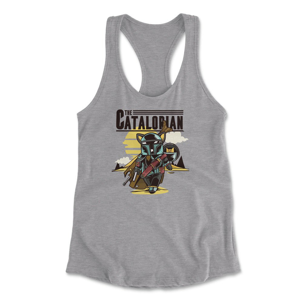 The Catalorian Womens Racerback Tank in Heather Grey color