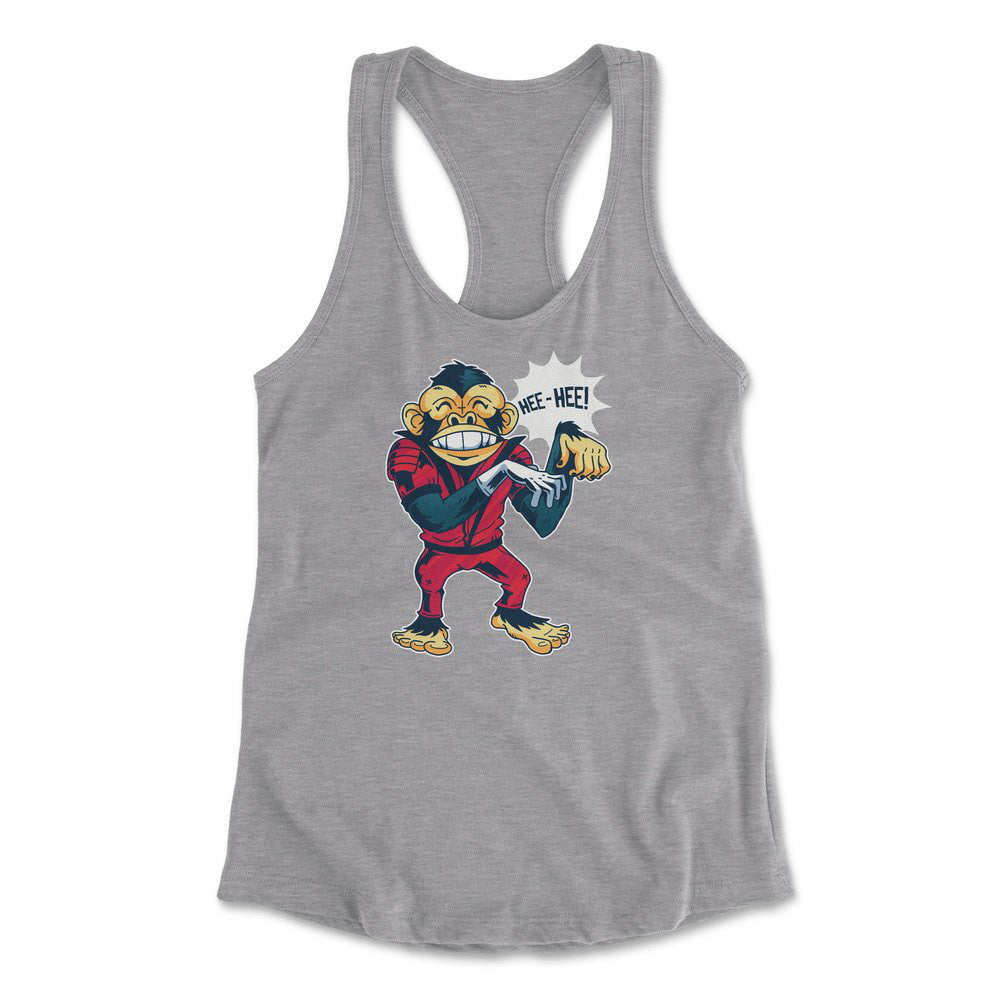 Dancing Monkey Jackson Womens Racerback Tank in Heather Grey color