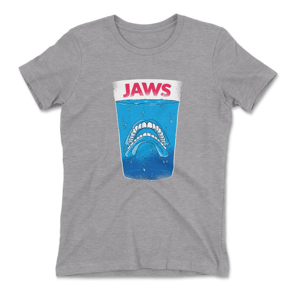 Jaws Teeth Womens T-Shirt in Heather Grey color
