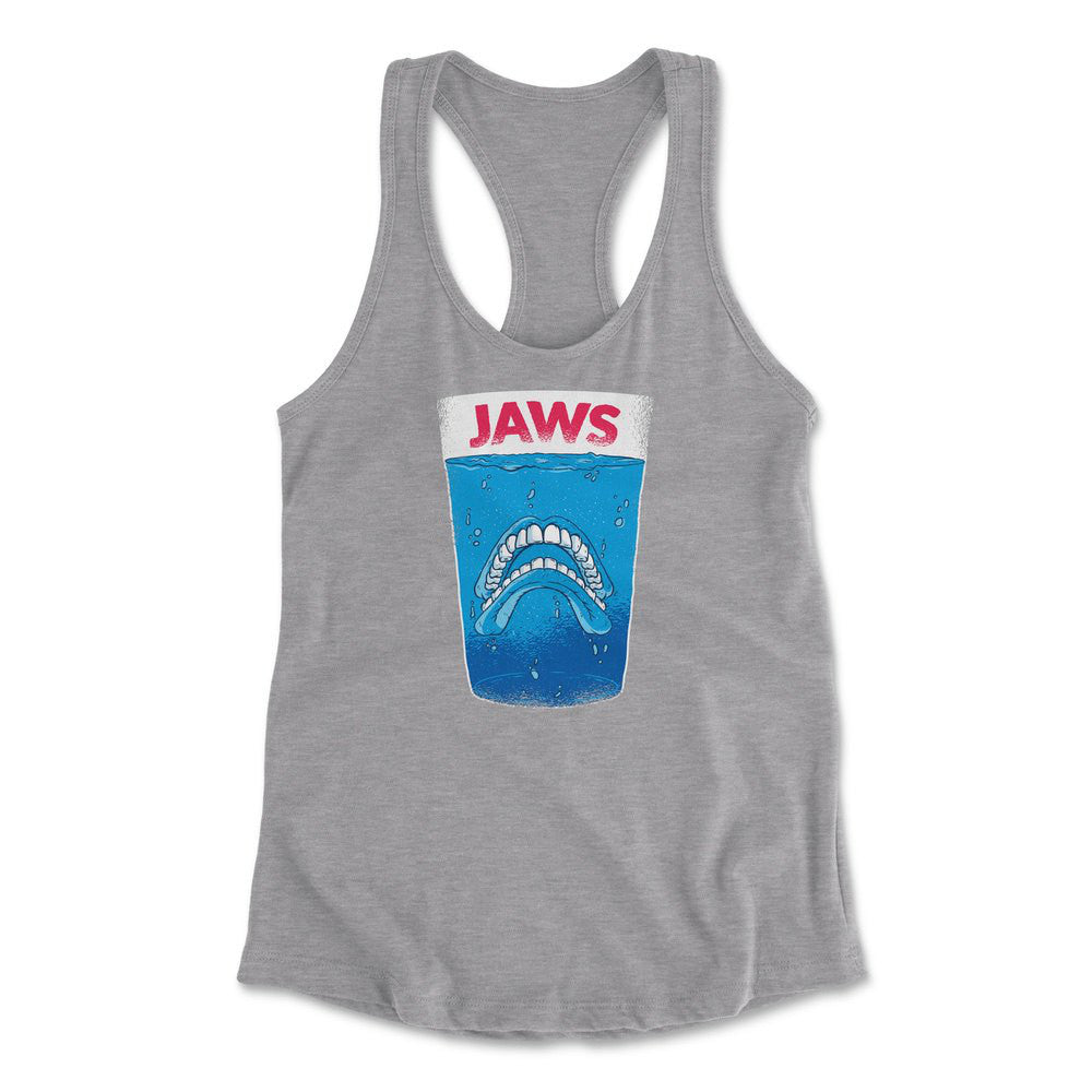 Jaws Teeth Womens Racerback Tank in Heather Grey color