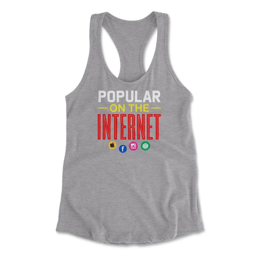 Popular On The Internet Womens Racerback Tank in Heather Grey color