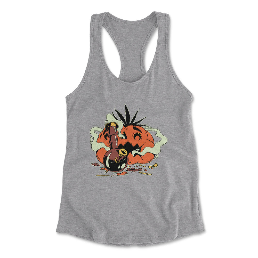 Baked Pumpkin Womens Racerback Tank in Heather Grey color