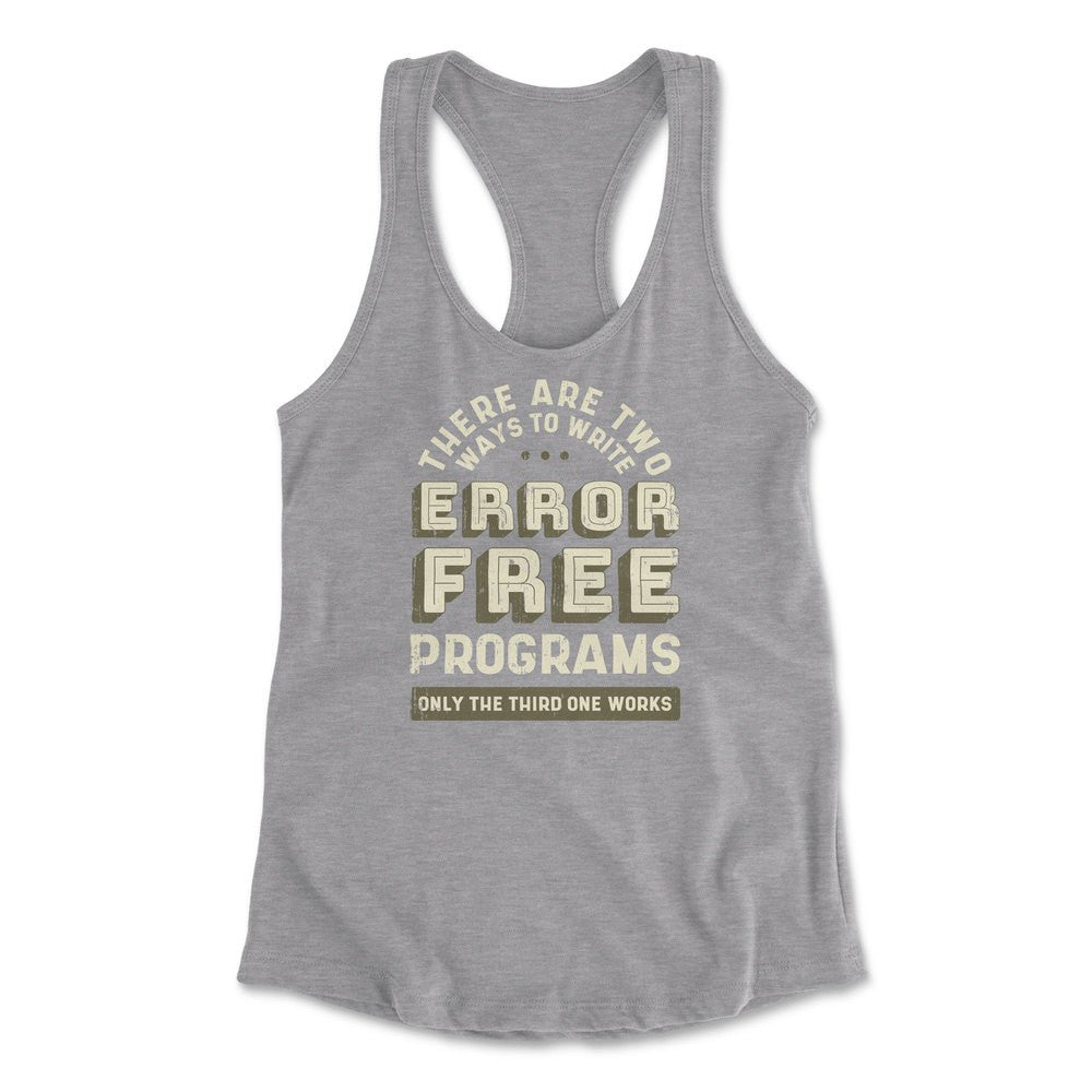 How Many Ways To Write Error Free Programs Womens Racerback Tank in Heather Grey color