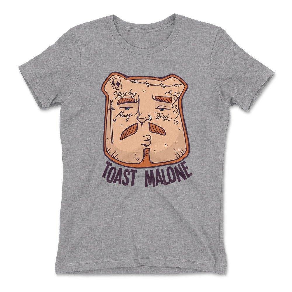 Toast Malone Womens T-Shirt in Heather Grey color
