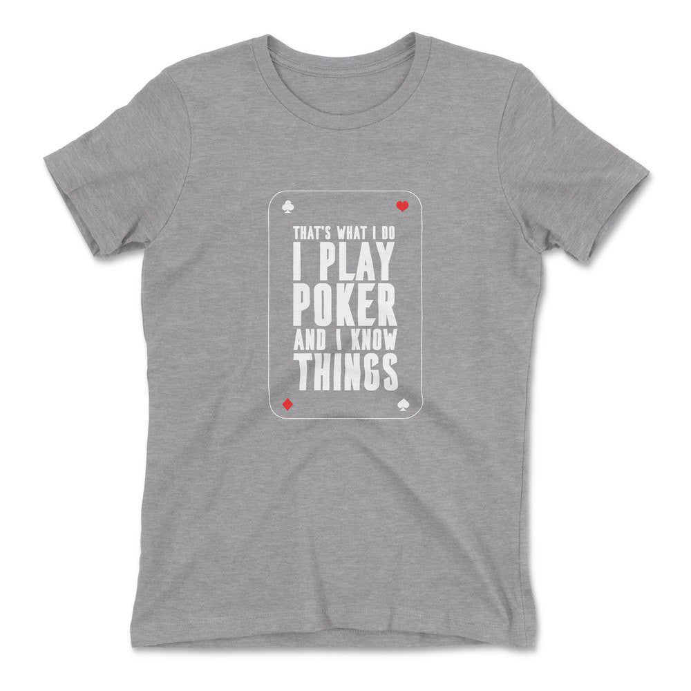 Play Poker Womens T-Shirt in Heather Grey color