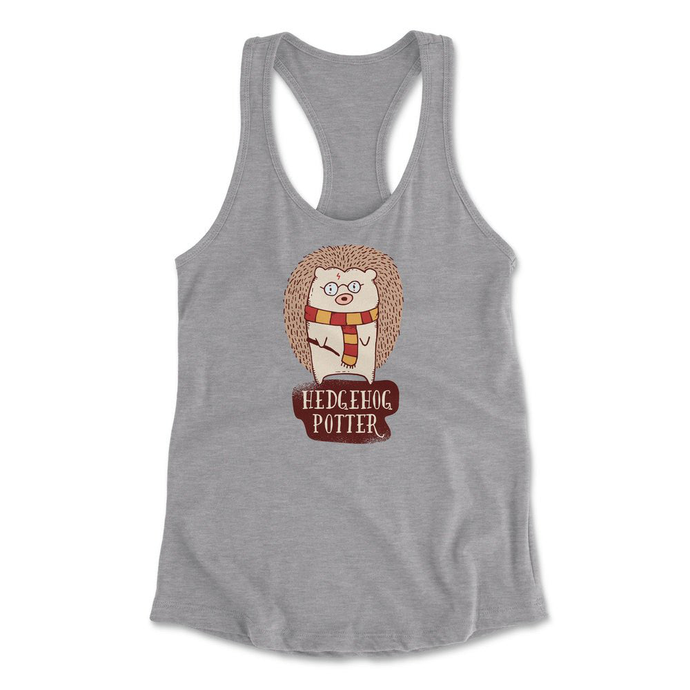 Hedge Hog Potter Womens Racerback Tank in Heather Grey color