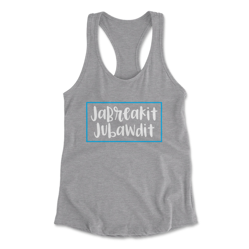 Jabreakit Jabawdit Womens Racerback Tank in Heather Grey color